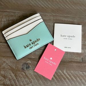 NEW Kate Spade Staci Colorblock Multi Card Holder Poolside light blue